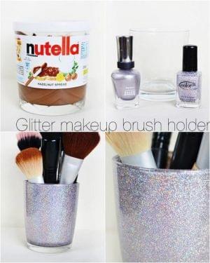 rangement maquillage avec un pot verre recyclé